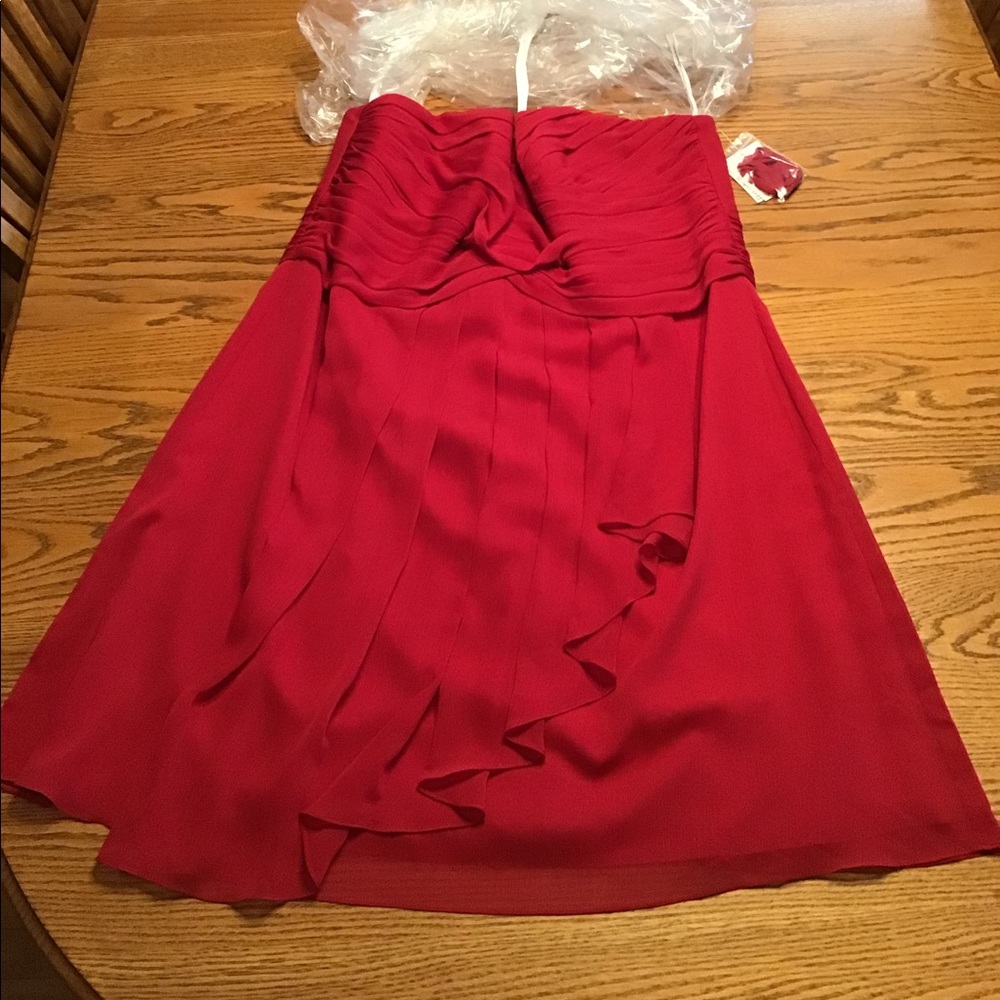 David’s Bridal Strapless tea length dress